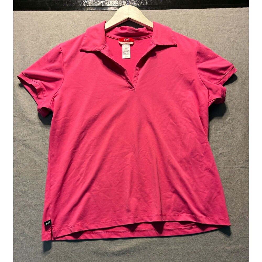 Anne Klein Sport Women’s Pink Stretch Polo Shirt Collared Knit Logo 2XL Plus